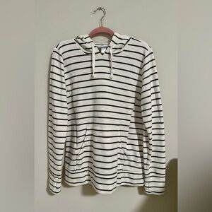 Motherhood Maternity Charcoal and White Striped Hoodie - Nursing Friendly